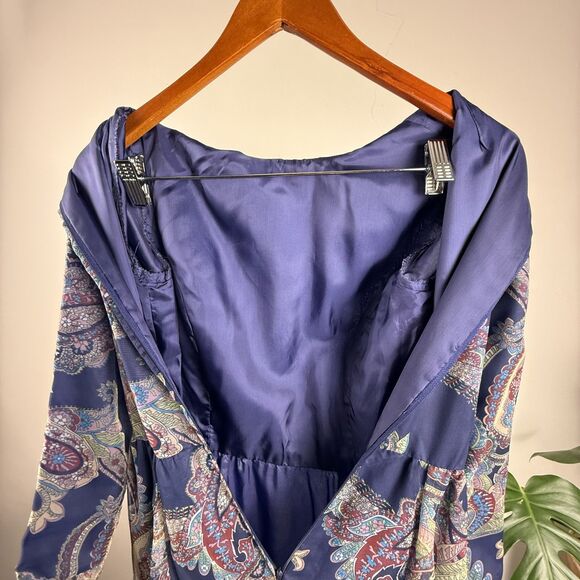 Vintage 70s Paisley Chiffon Maxi Boho Dress | High Neck Ruffle Collar - Picture 8 of 12